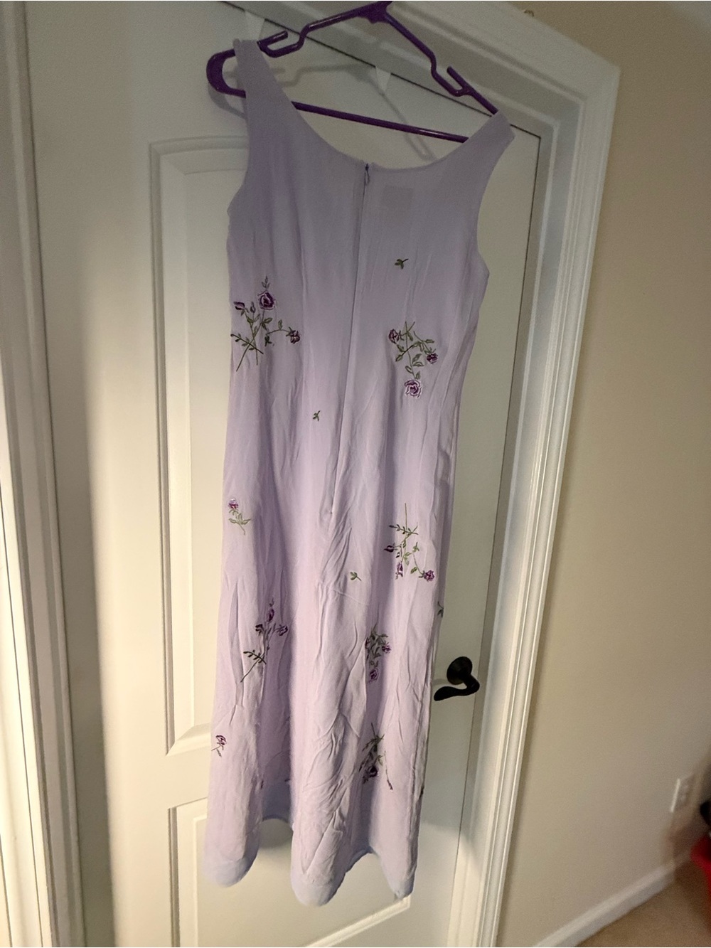INC International Concepts Lavender Sleeveless Midi Dress with Floral Embroidery